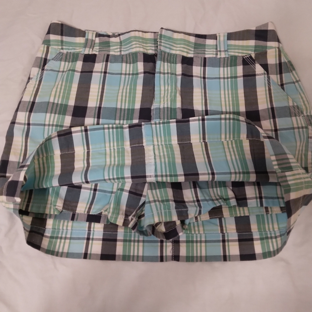 Sonoma Plaid Skort Mini Skirt Green Blue White size 14 - Picture 3 of 6